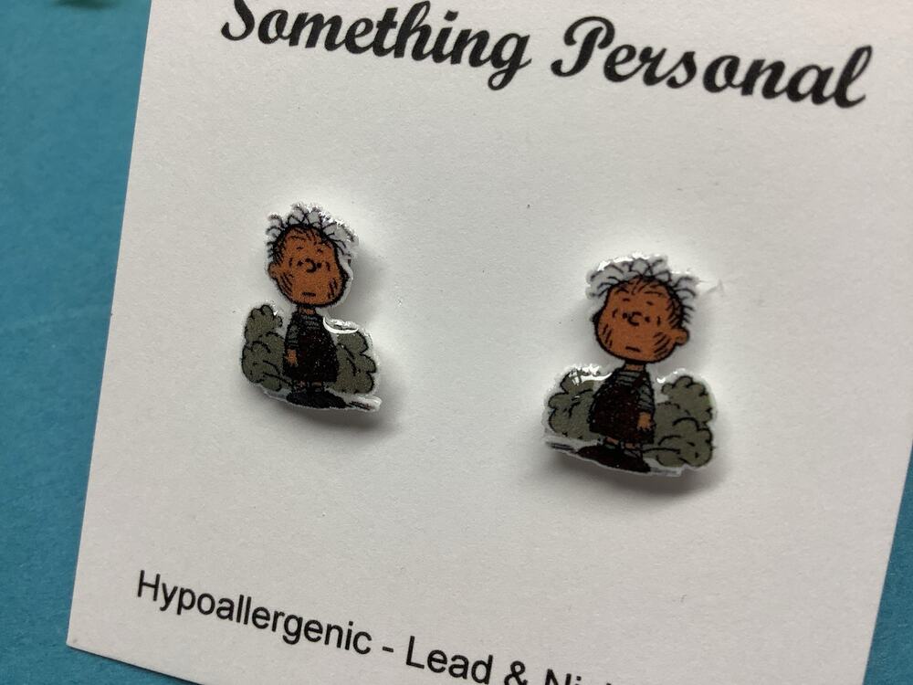 Pig Pen -  Charlie Brown Peanuts Inspired Post Earrings - Gift Boxed -Chibi Cute